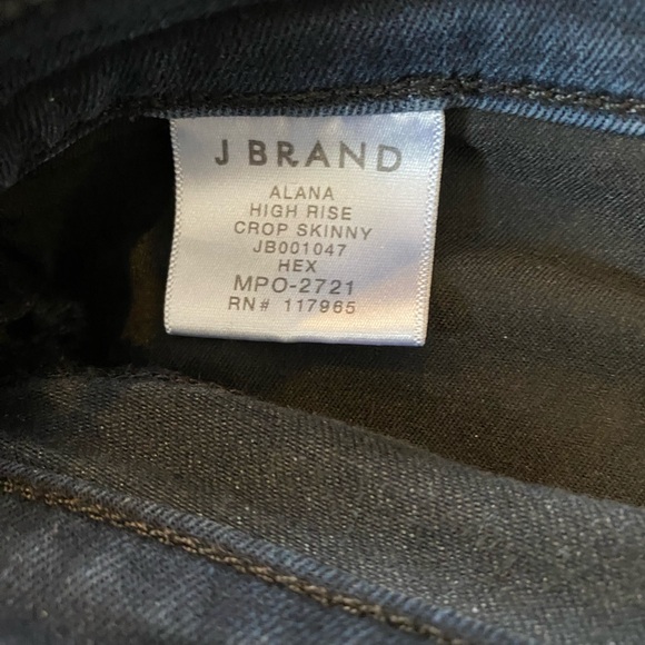J Brand Alana High Rise Crop Skinny Jeans size 31 zip front zip ankle dark wash - Picture 15 of 16